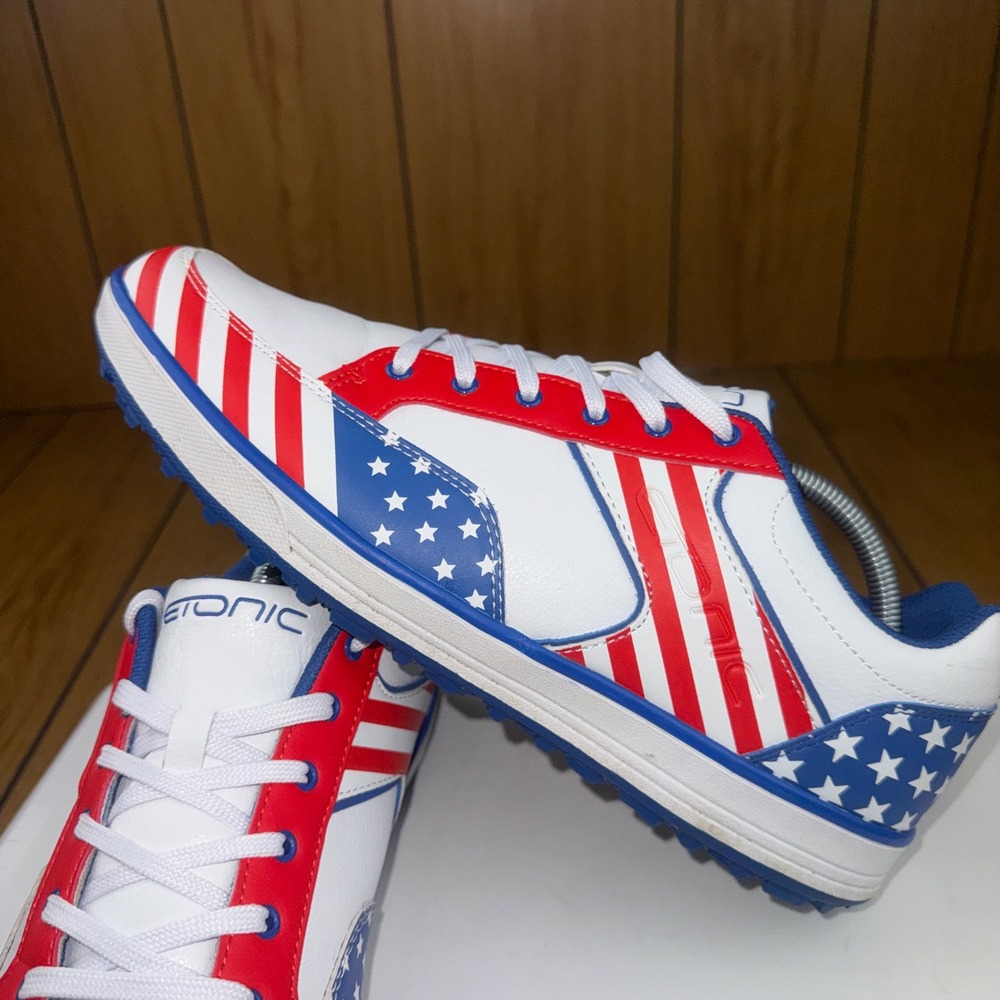 Etonic‎ GS300RWB Mens USA Flag Golf Shoes Spikeless Red White Blue Stars 11.5